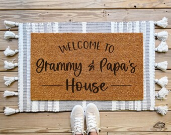 Grandparents Door Mat, Personalized Grandparents Gift Ideas, Christmas Doormat, Grandparents Welcome Mat, Custom Grandparents Doormat