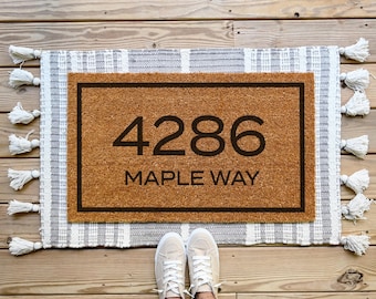 Personalized Address Doormat, Custom Doormat, Front Porch Decor, Housewarming Gift, Personalized Doormat, Realty Closing Gift, Wedding Gift