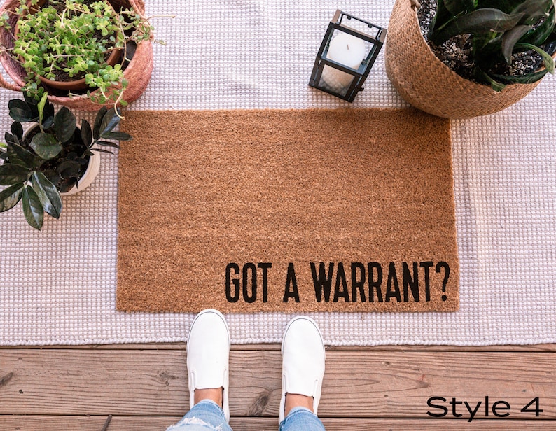 Come Back With A Warrant Door Mat, Funny Doormat, Funny Welcome Mat, Go Away Doormat, Funny Door Mat Funny Housewarming Gift Warrant Doormat Style 4