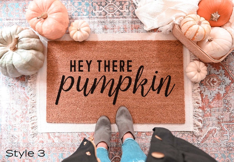 Hey There Pumpkin Doormat, Fall Welcome Mat, Fall Decor, Funny Doormat, Funny Welcome Mat, Halloween Doormat, Fall Door Mat, Hello Pumpkin image 3