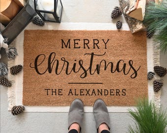 Merry Christmas Doormat, Holiday Doormat, Christmas Doormat, Christmas Welcome Mat, Christmas Decor, Holiday Decor, Farmhouse Christmas