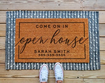 Custom Open House Doormat, Custom Doormat, Real Estate Doormat, Realtor Gifts, Open House Welcome Mat, Personlalized Realtor Doormat