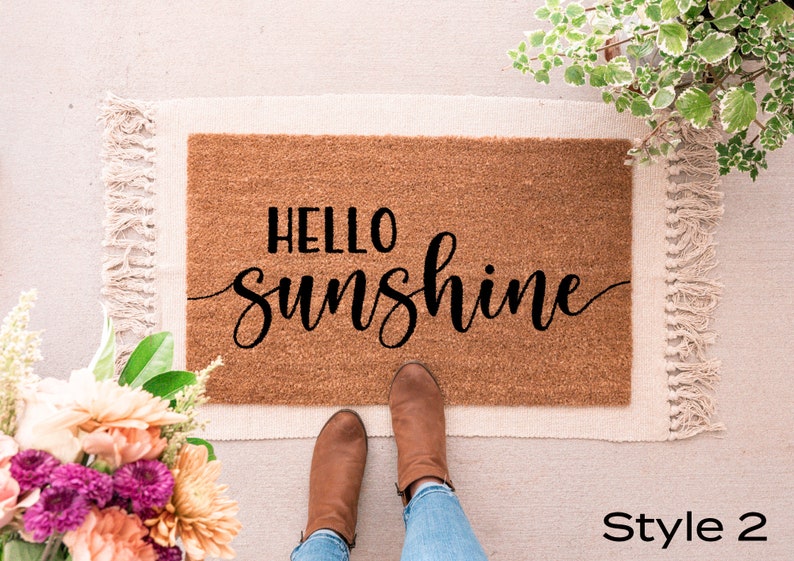 Hello Sunshine Doormat, Welcome Mat, Housewarming Gift, Summer Decor, Spring Decor, Front Door Decor, Cute Doormat, Welcome Doormat Style 2