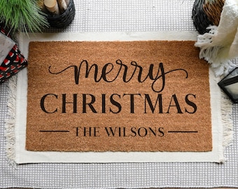 Personalized Christmas Doormat, Christmas Welcome Mat, Merry Christmas Door Mat, Personalized Christmas Gift, Customizable Christmas Decor