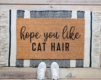 Funny Cat Hair Coir Doormat: Playful Welcome Mat
