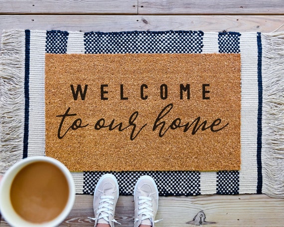 Welcome Doormat, Welcome Mat, Welcome Doormat, Welcome To Our Home Sign, Housewarming Gift, Front Porch Decor, Front Door Mat