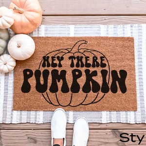 Hey There Pumpkin Doormat, Fall Welcome Mat, Fall Decor, Funny Doormat, Funny Welcome Mat, Halloween Doormat, Fall Door Mat, Hello Pumpkin image 5