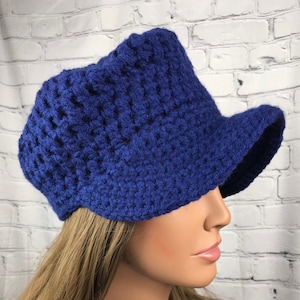 Chunk Navy Blue Crochet Cap w/ Brim