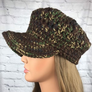 Ready To Ship Chunky Brown Camouflage Cap w/Brim