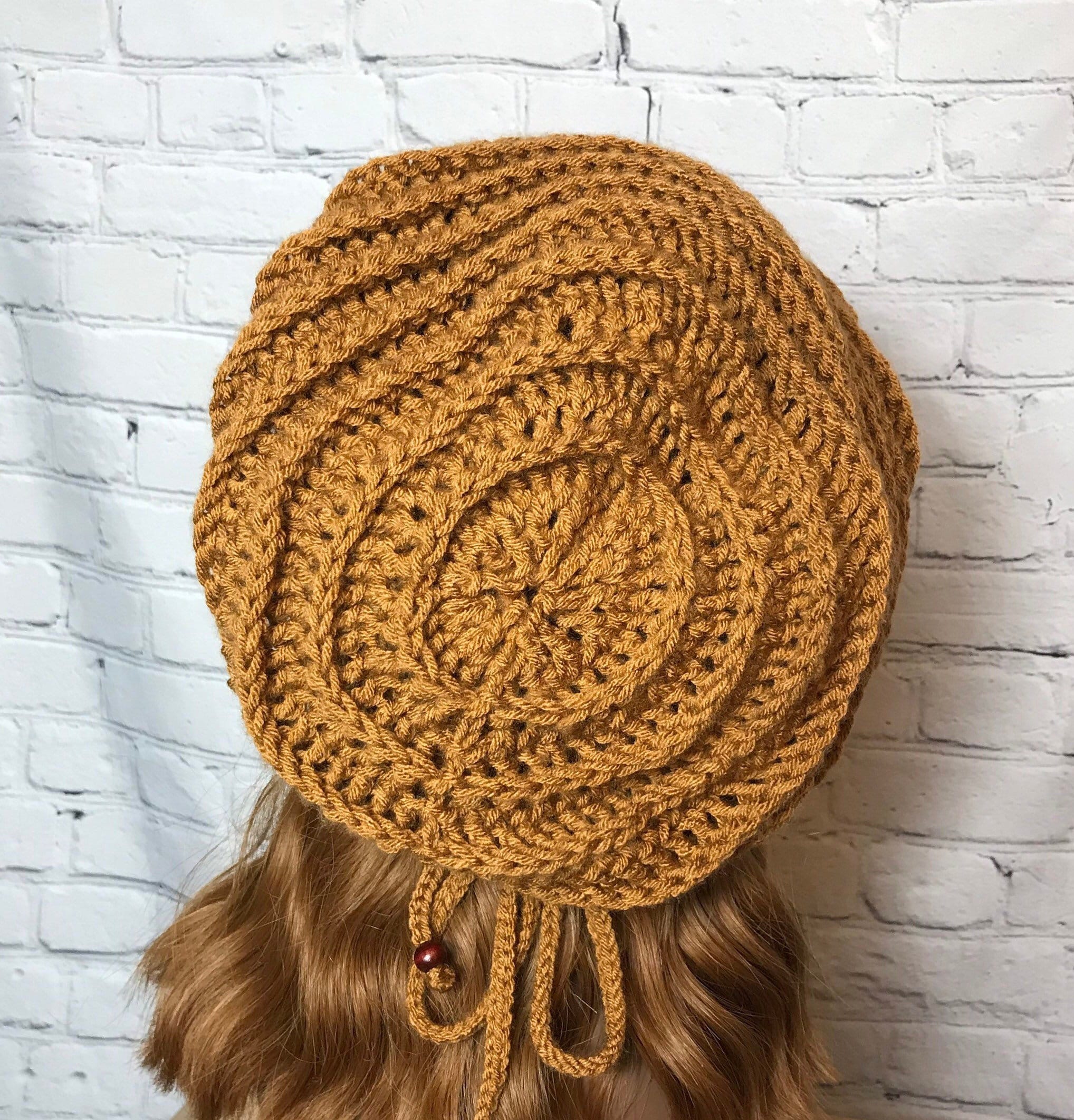 Oversized Chunky Dark Gold Slouchy Beanie W/ Drawstring - Etsy