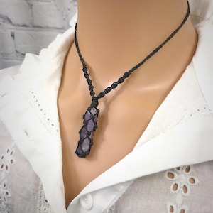 Handmade Amethyst Macrame Necklace Nonmetal Hypoallergenic