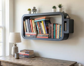Battery Wall Shelf - Recharge Your Mind Bookcase - Unique Gift for Readers, Kids Room Decor, Tech Lover Gift, 3D Printed Floating Shelf