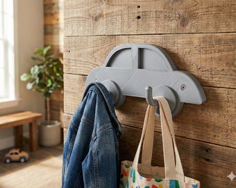 Kids Wall Hook Set STL – 3D Printable Nursery Coat Hooks, Car & Umbrella Themed Wall Hangers