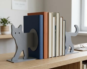 Sujetalibros Portal Cat - Soporte para libros - Regalo único para lectores y estudiantes - Decoración acogedora para el hogar - Regalo práctico para amantes de los gatos - Organizador de estanterías