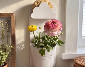 Kitchen Sponge Holder & Wall Planter | Cute Cloud Sink Caddy Decor | Self Watering Plant Pot | Gift for Mom, Wife, New Home Housewarming