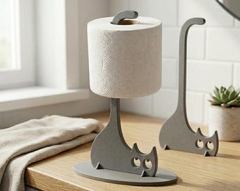 Funny Cat Toilet Paper Holder - Minimalist Bathroom Decor - Perfect Gift for Mom, Cat Lovers or Housewarming - Practical & Cute Restroom