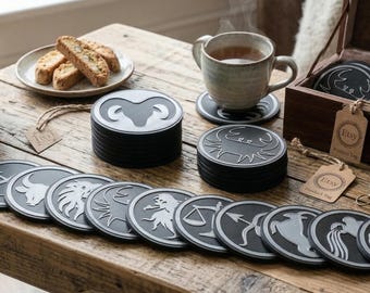 Zodiac Coasters STL Set – 12 Astrology Drink Coasters 3D Printable