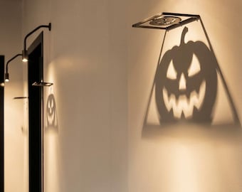 Halloween Pumpkin Wall Decor, Jack-o-Lantern Lamp Accessory, Spooky Sconce Shadow Sign, Outdoor Porch Light 3D Printed Silhouette