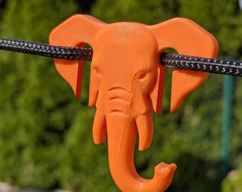 Clothesline Hook for Towels and Accessories, Orange Elephant Hanger