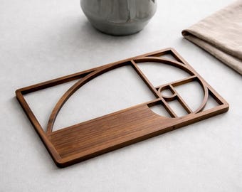 Golden Ratio Fibonacci Coaster - Math Art Desk Decor - Unique Gift for Architects & Designers - Coffee Trivet - Minimalist Home Gift