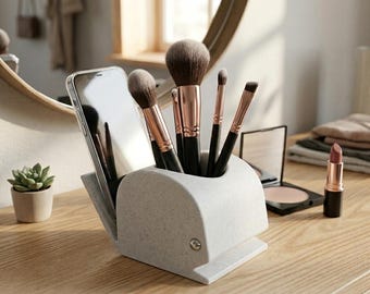 Soporte para brochas de maquillaje y teléfono con forma de ballena, organizador de escritorio para influencers, regalo para maquilladores, linda decoración para dormitorios de chicas, cosmética única, belleza