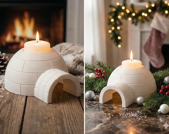 Igloo Candle Holder – Cozy Winter Decor, Tealight Holder, Christmas Home Decor, Minimalist Nordic Style, Cute Holiday Gift