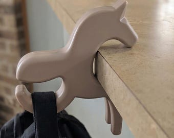 Table Bag Hook, Taupe Horse Purse Hanger for Desks and Counters
