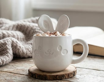 Cute Bunny Mug Kawaii Coffee Cup Pencil Holder Organizer Aesthetic Desk Decor Gift for Her 3D Printed Cup