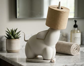 Elephant Toilet Paper Holder Jewelry Stand, Unique Bathroom Decor, Housewarming Gift for Friends, Minimalist Animal Sculpture, Key Organizer