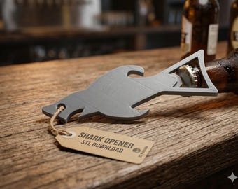 Shark Bottle Opener Keychain – 3D Printed Beer Opener, Funny Gift, Minimalist Keychain Tool, Bar Accessory, Unique Gift Idea