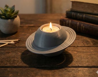 Saturn Candle Holder – Space Decor Tealight Holder, Planet Candle Holder, Minimalist Home Decor, Astronomy Gift, Modern Desk Decor