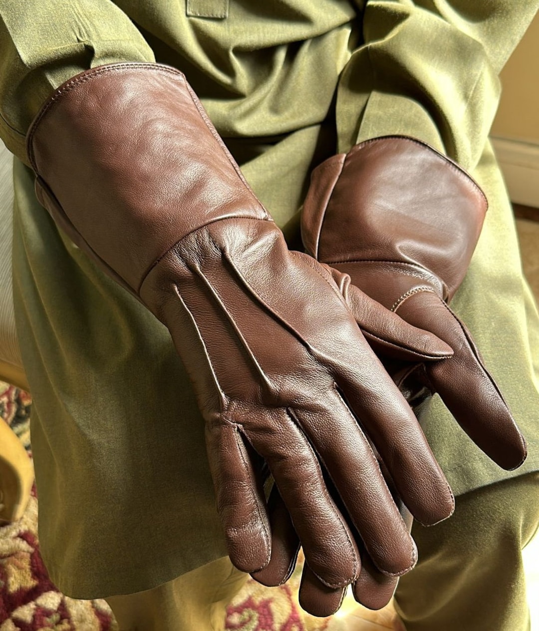 Medieval Leather Gauntlet Gloves Long Arm Cuff Men 's