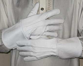Medieval Long Arm Cuff White Leather Gauntlet Gloves