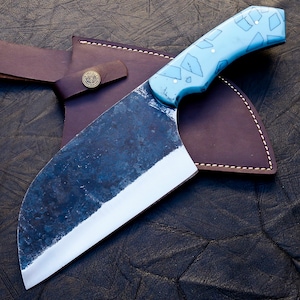 Handmade Forged Carbon Steel Butcher Cleaver Chopper Kitchen knife by KNIFEHILLS (HC-70)