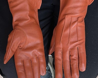 Genuine Leather Women Dress Gloves With Extended Length From Wrist