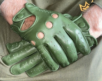 Leather Men's driving unlined gloves