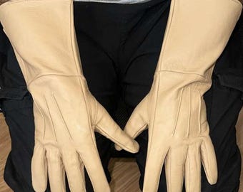 Genuine Leather Long Arm Cuff Gloves, Medieval Gauntlet Gloves For Men