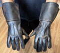 Medieval Long Arm Cuff  Black Waxed Leather Gauntlet Gloves