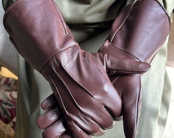 Medieval Leather Gauntlet Gloves - Long Arm Cuff
