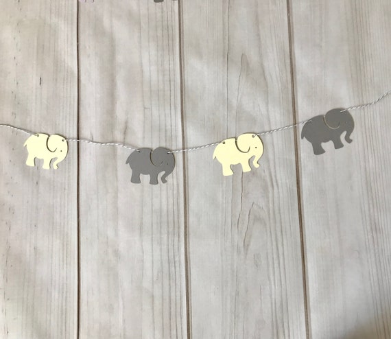Yellow And Gray Elephant Banner Garland Or Pink Blue Purple Etsy