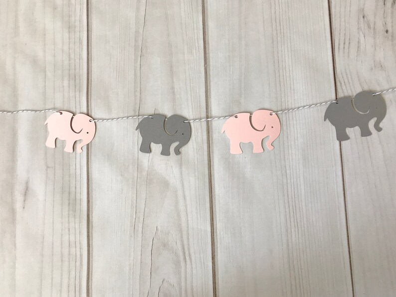 Pink And Gray Elephant Garland Banner Or Blue Yellow Purple Etsy