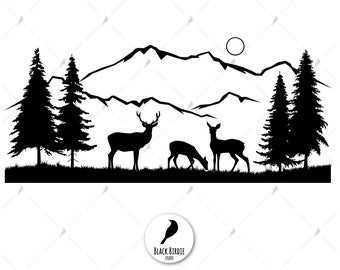 Free Free 153 Mountain Deer Scene Svg SVG PNG EPS DXF File