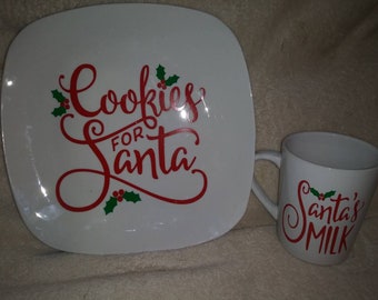 Cookies for santa plate and mug set