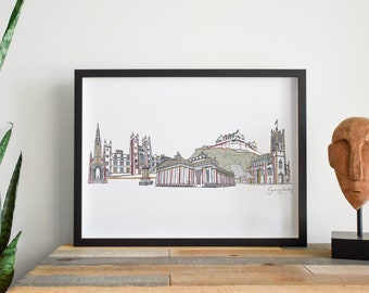 Edinburgh landmarks skyline print