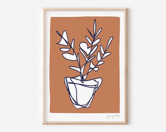 Orange plant print