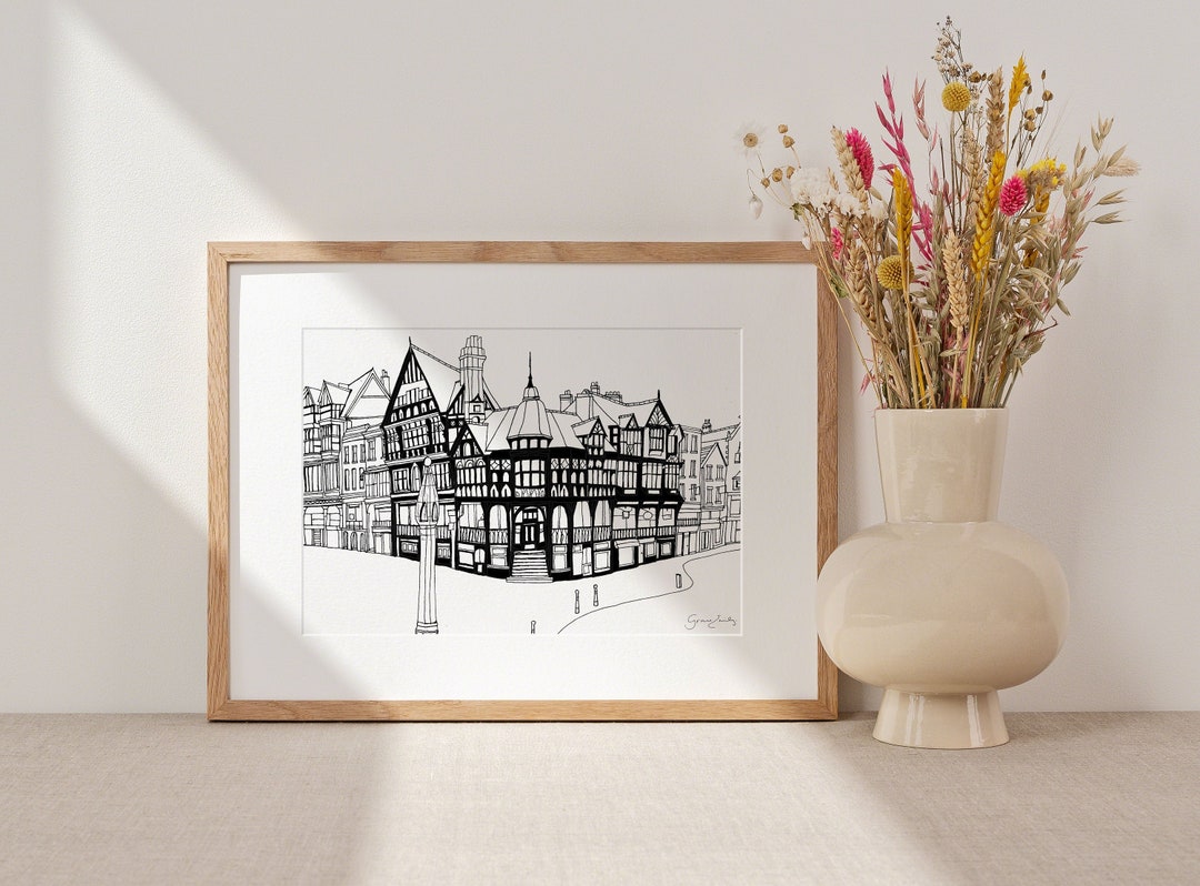 Chester Rows Drawing Chester Rows Art Print - Etsy
