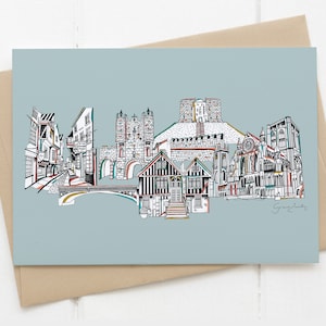 York bezienswaardigheden skyline kaart blauw