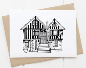 York Merchants Adventurer's Hall black and white card