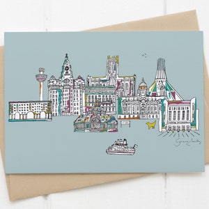 Liverpool hitos skyline tarjeta azul