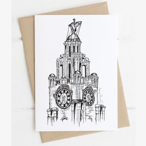 Carte de voeux de construction de foie noir et blanc - carte de Liverpool